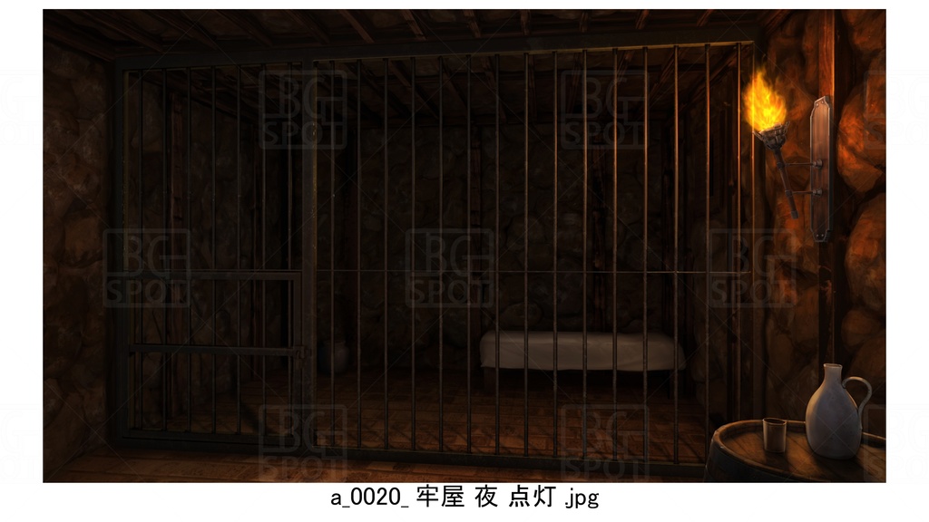 牢屋_ベット【BG_石壁の牢屋ver1.0】