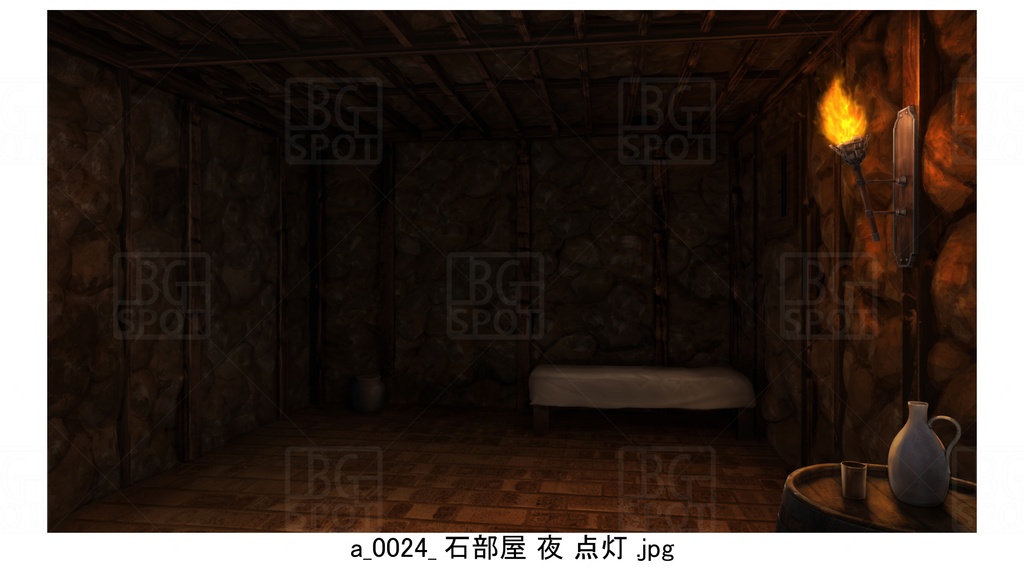 石部屋_ベット【BG_石壁の牢屋ver1.0】