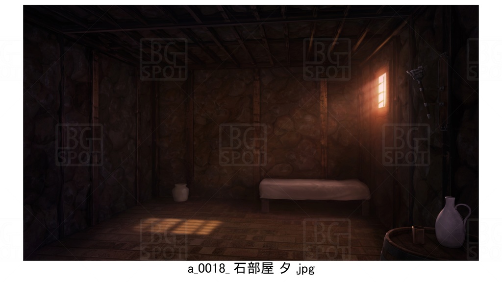 石部屋_ベット【BG_石壁の牢屋ver1.0】