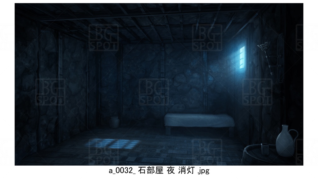 石部屋_ベット【BG_石壁の牢屋ver1.0】