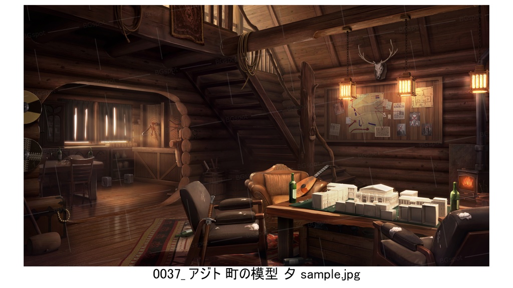 アジト_町の模型【BG_四季のログハウスと一味のアジト_ver1.0】