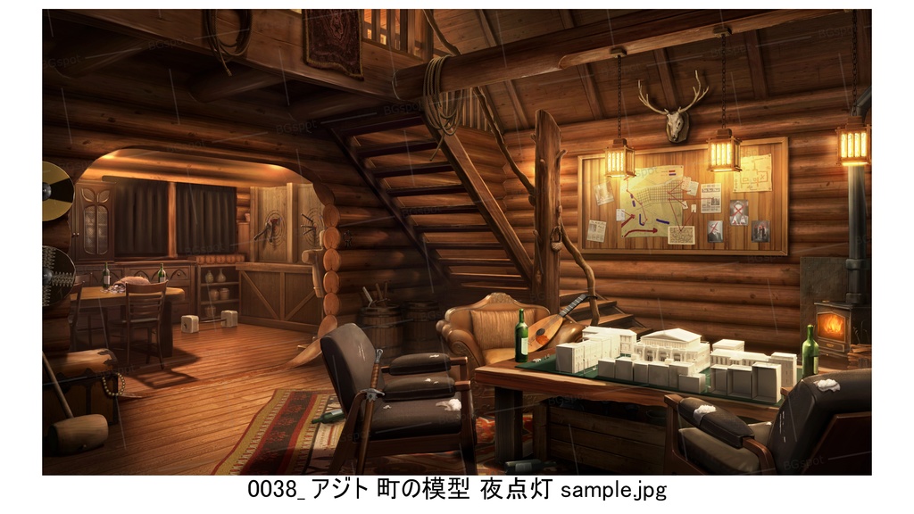 アジト_町の模型【BG_四季のログハウスと一味のアジト_ver1.0】