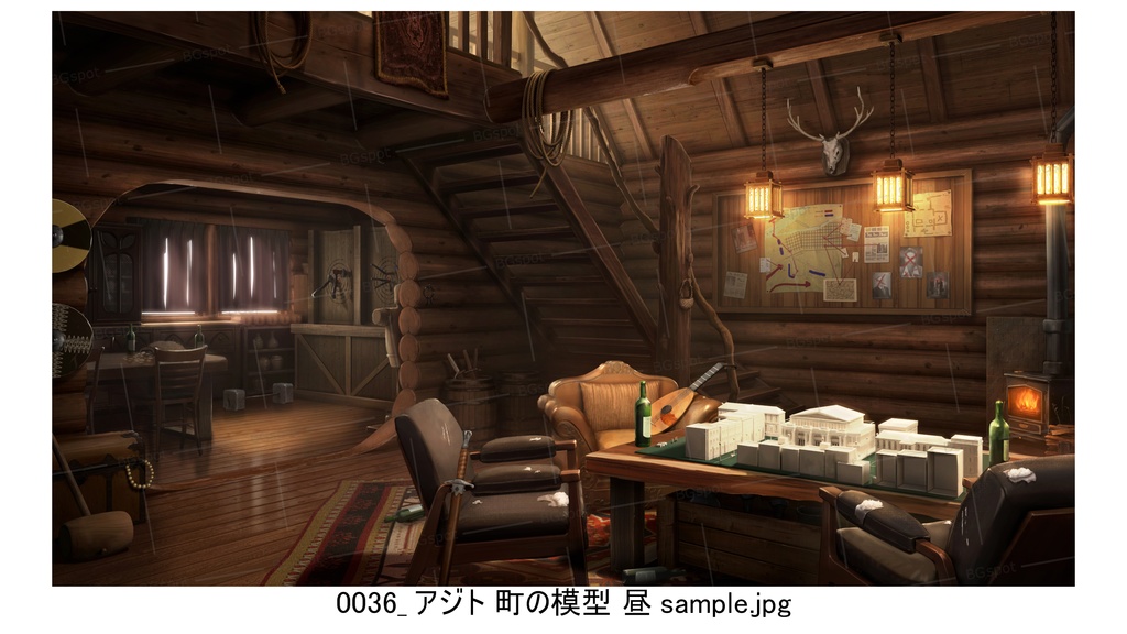アジト_町の模型【BG_四季のログハウスと一味のアジト_ver1.0】