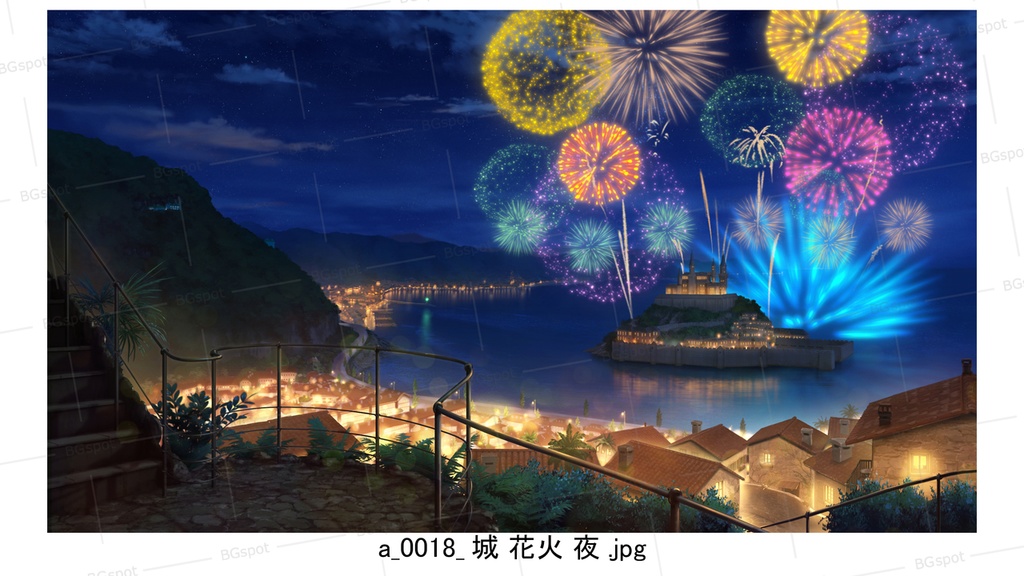 城バージョン 【BG_水上の塔と海岸町_ver1.0】