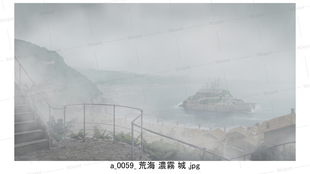 城バージョン 【BG_水上の塔と海岸町_ver1.0】