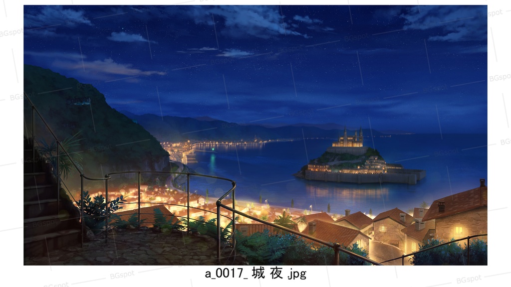 城バージョン 【BG_水上の塔と海岸町_ver1.0】