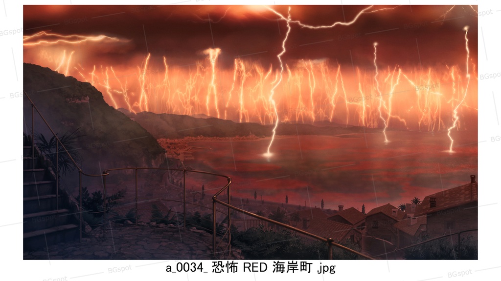 海岸町バージョン 【BG_水上の塔と海岸町_ver1.0】