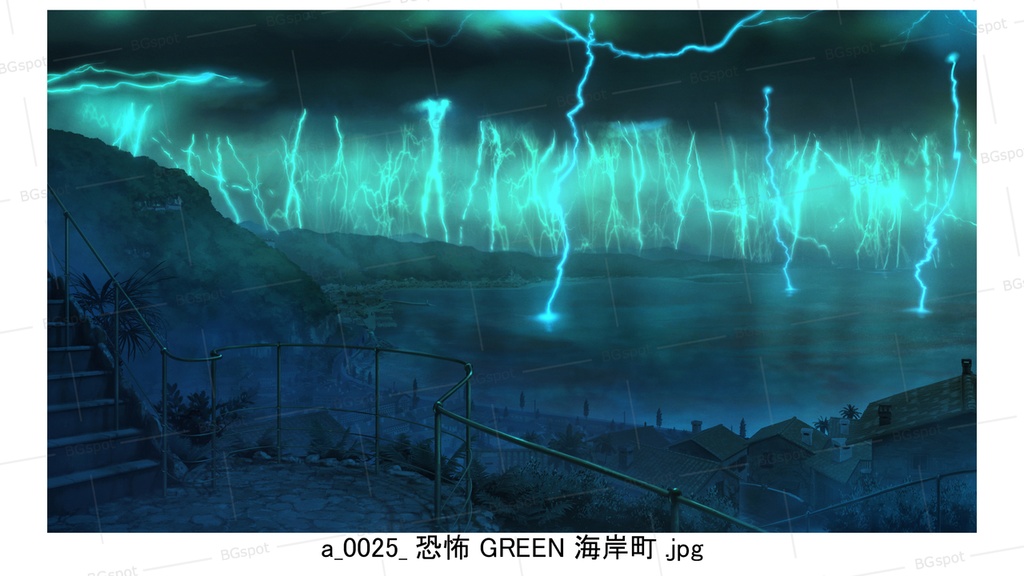 海岸町バージョン 【BG_水上の塔と海岸町_ver1.0】