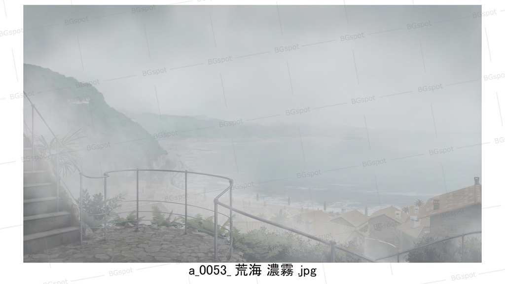 海岸町バージョン 【BG_水上の塔と海岸町_ver1.0】