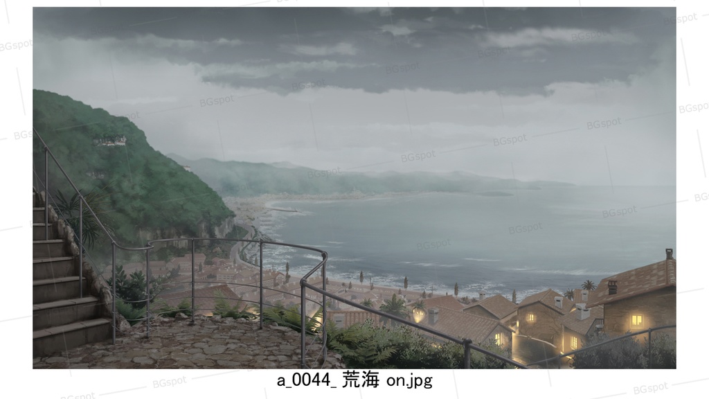 海岸町バージョン 【BG_水上の塔と海岸町_ver1.0】