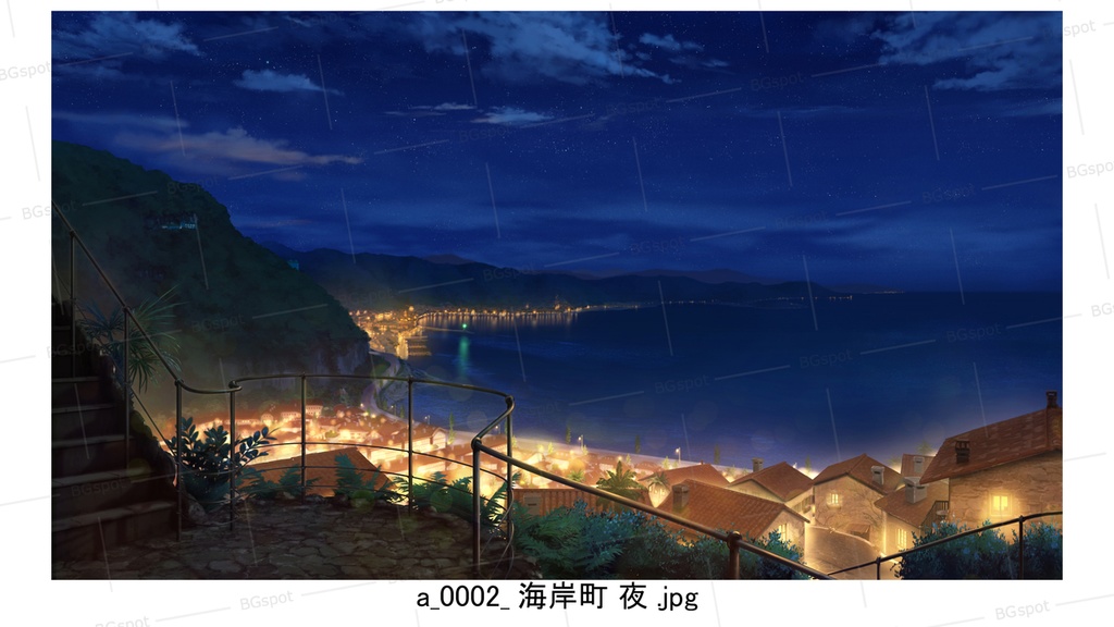 海岸町バージョン 【BG_水上の塔と海岸町_ver1.0】