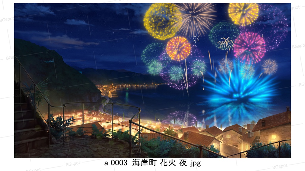 海岸町バージョン 【BG_水上の塔と海岸町_ver1.0】