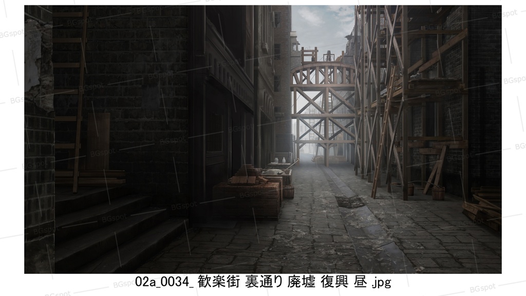 02a_歓楽街_裏通り_空(廃墟_戦火_瘴気_復興)【BG_ファンタジー歓楽街:戦乱と再生の軌跡ver2.0】