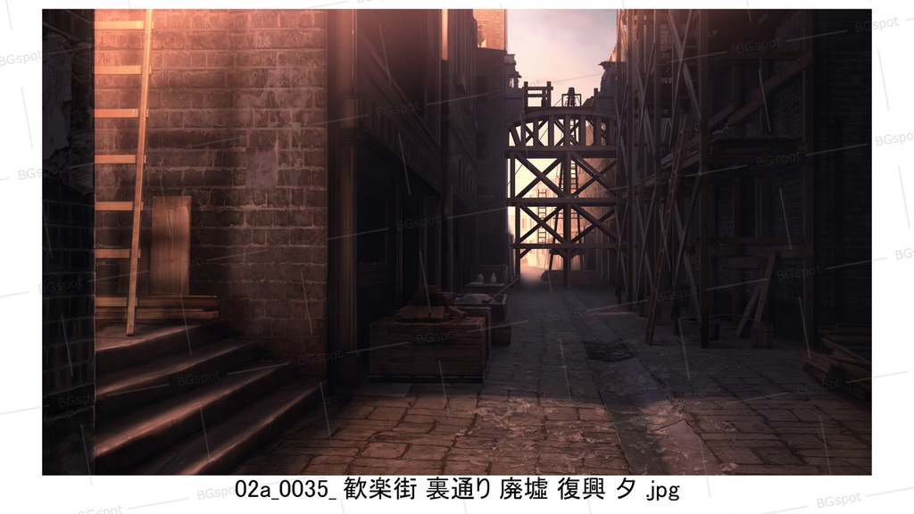 02a_歓楽街_裏通り_空(廃墟_戦火_瘴気_復興)【BG_ファンタジー歓楽街:戦乱と再生の軌跡ver2.0】