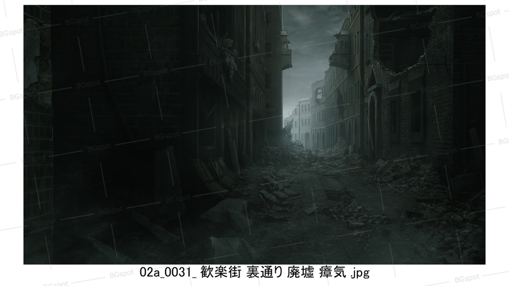 02a_歓楽街_裏通り_空(廃墟_戦火_瘴気_復興)【BG_ファンタジー歓楽街:戦乱と再生の軌跡ver2.0】