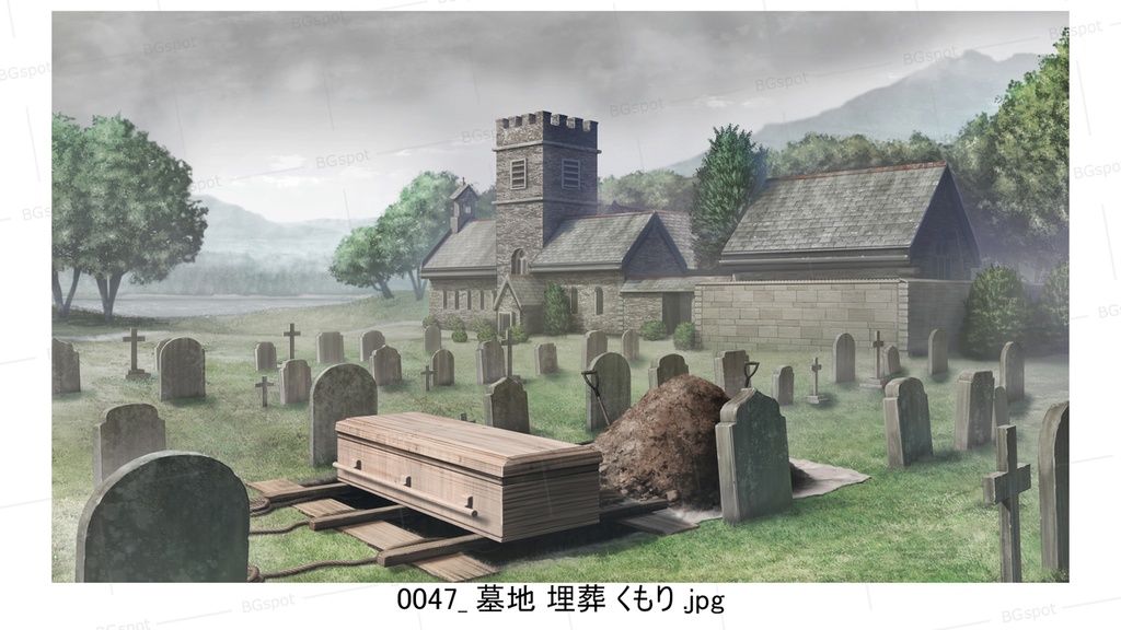 BG_06_教会裏の墓地_名も知れぬ者達の墓標(くもり差分)