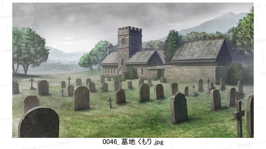BG_06_教会裏の墓地_名も知れぬ者達の墓標（くもり差分）