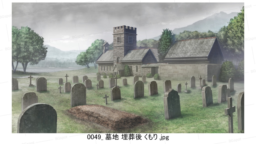 BG_06_教会裏の墓地_名も知れぬ者達の墓標(くもり差分)