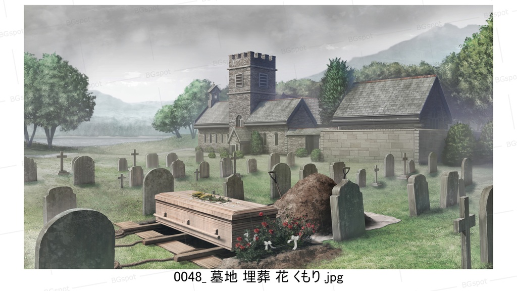 BG_06_教会裏の墓地_名も知れぬ者達の墓標(くもり差分)