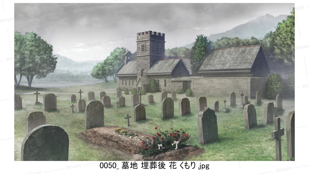 BG_06_教会裏の墓地_名も知れぬ者達の墓標(くもり差分)