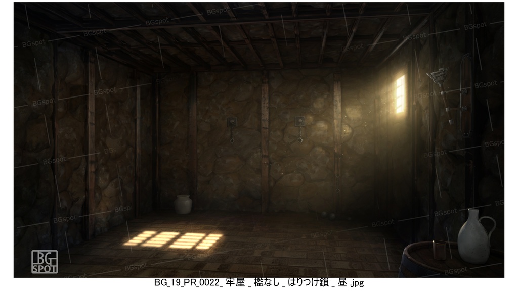 🖼️ 個別販売【牢屋_檻なし_はりつけ鎖】【BG_石壁の牢屋ver1.2】