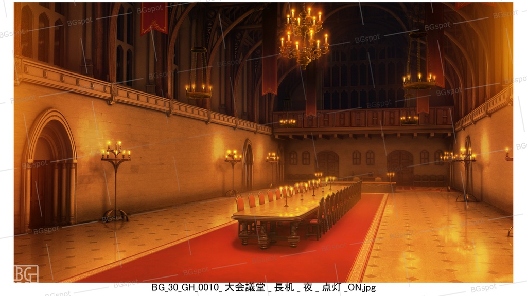 🖼️ 個別販売【長机】【BG_30_ファンタジー世界の大会議堂ver1.0】