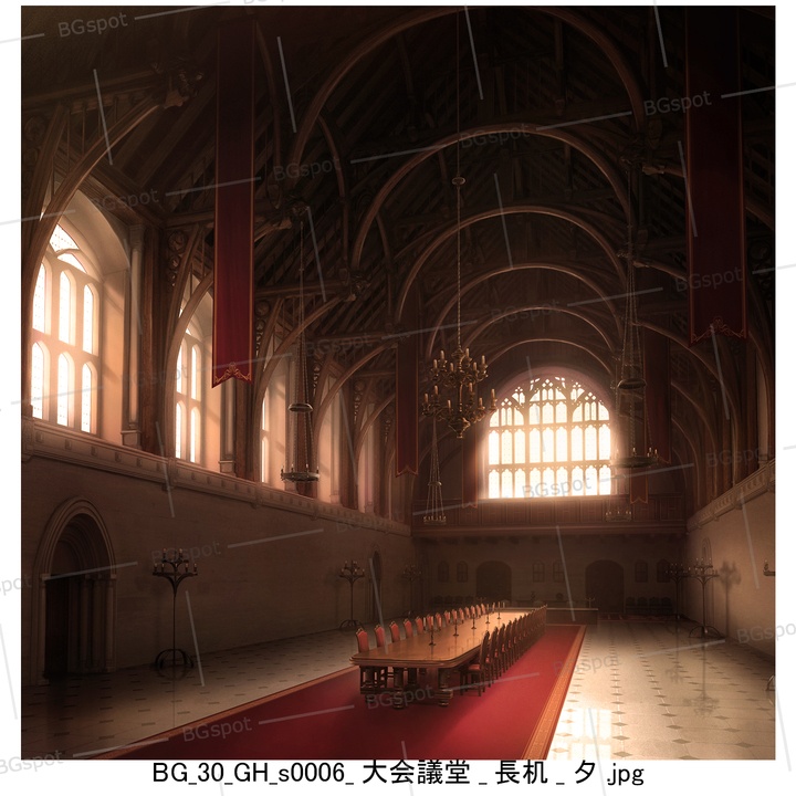 🖼️ 個別販売【長机】【BG_30_ファンタジー世界の大会議堂ver1.0】