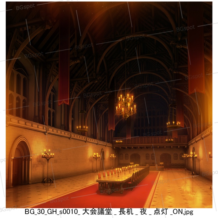 🖼️ 個別販売【長机】【BG_30_ファンタジー世界の大会議堂ver1.0】