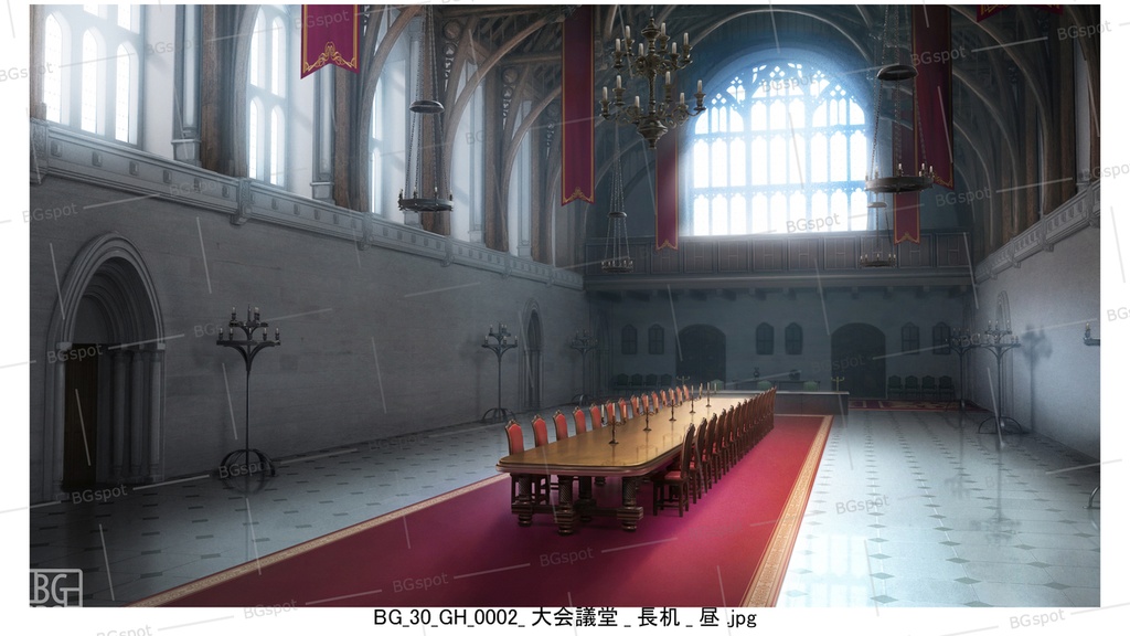 🖼️ 個別販売【長机】【BG_30_ファンタジー世界の大会議堂ver1.0】