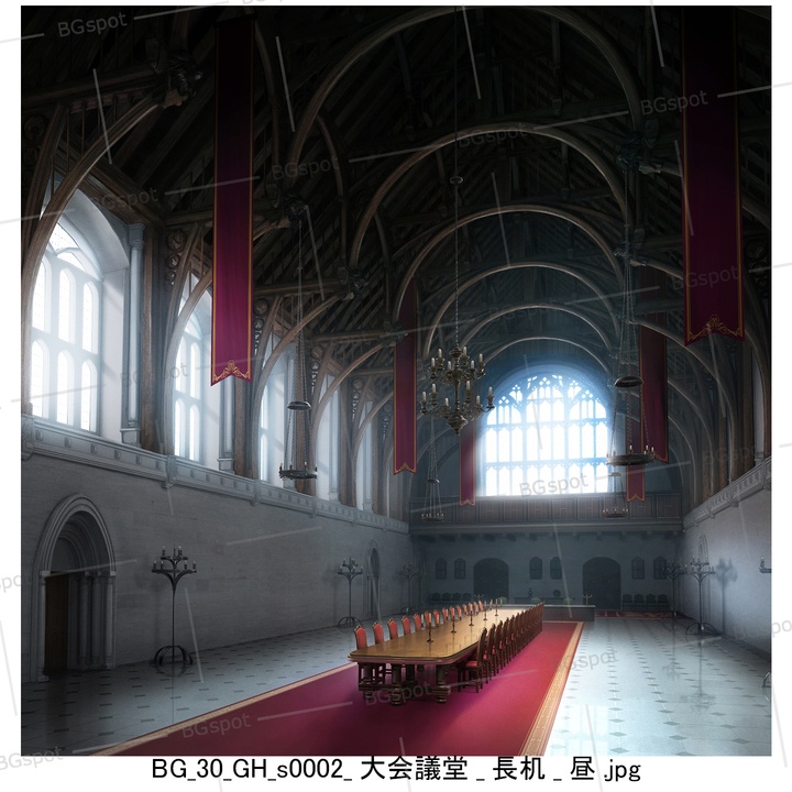 🖼️ 個別販売【長机】【BG_30_ファンタジー世界の大会議堂ver1.0】