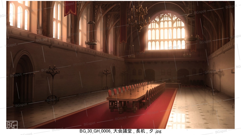 🖼️ 個別販売【長机】【BG_30_ファンタジー世界の大会議堂ver1.0】