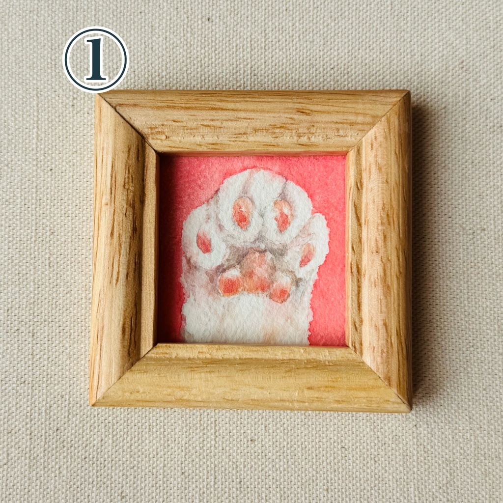 ねこてて(額付きミニ原画)