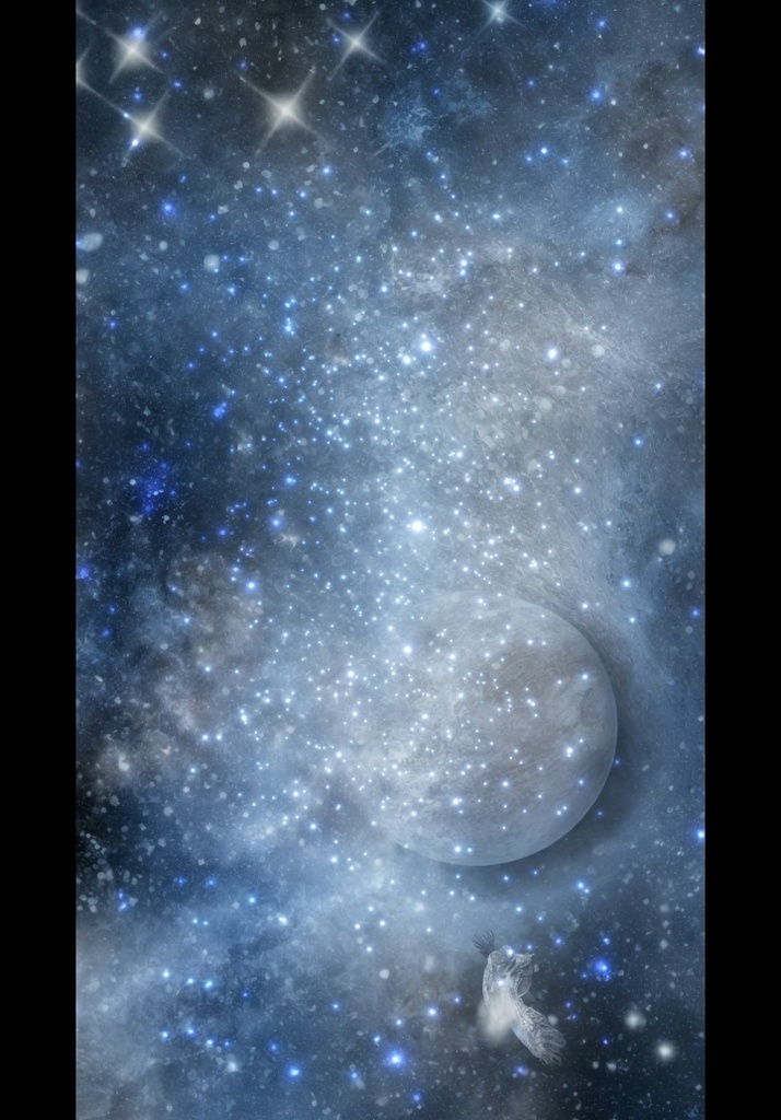 神秘的なライトブルーの宇宙空間と惑星
