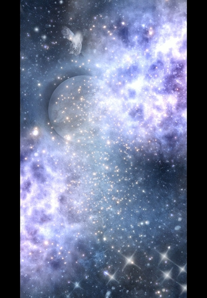 紫の星雲ガスと惑星の宇宙背景