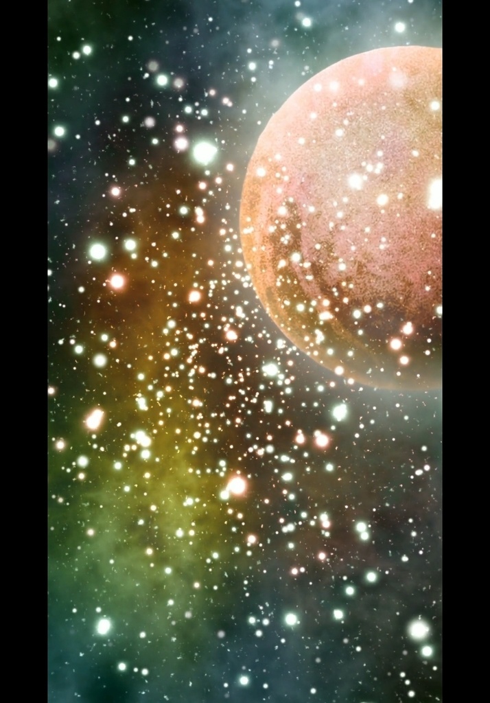 惑星と星雲ガスの宇宙背景ループ動画