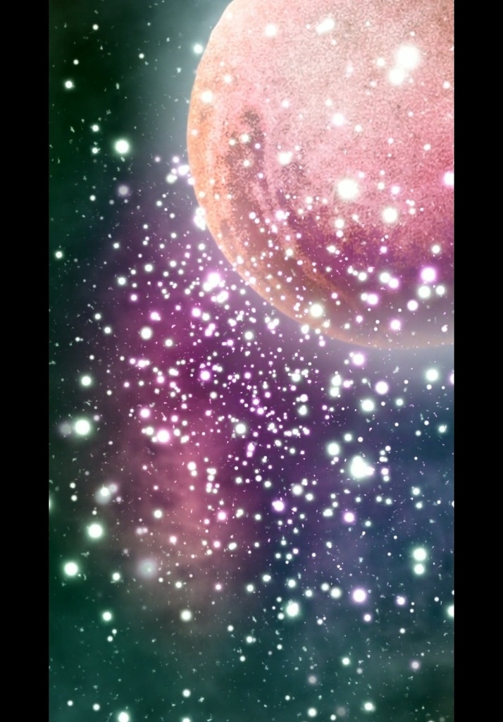 惑星と星雲ガスの宇宙背景ループ動画