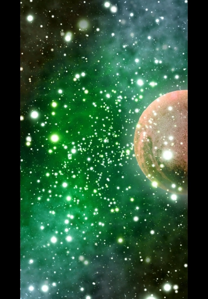 惑星と星雲ガスの宇宙背景ループ動画
