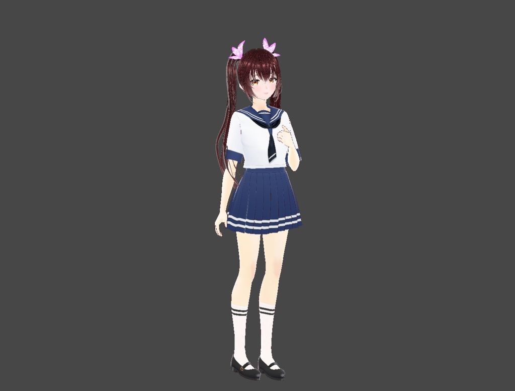 【無料配布】JK黒咲ミナト｜SwayRise（揺れ物）調整済みVRMモデル（V1.1） - projectcorelinjp - 2/3