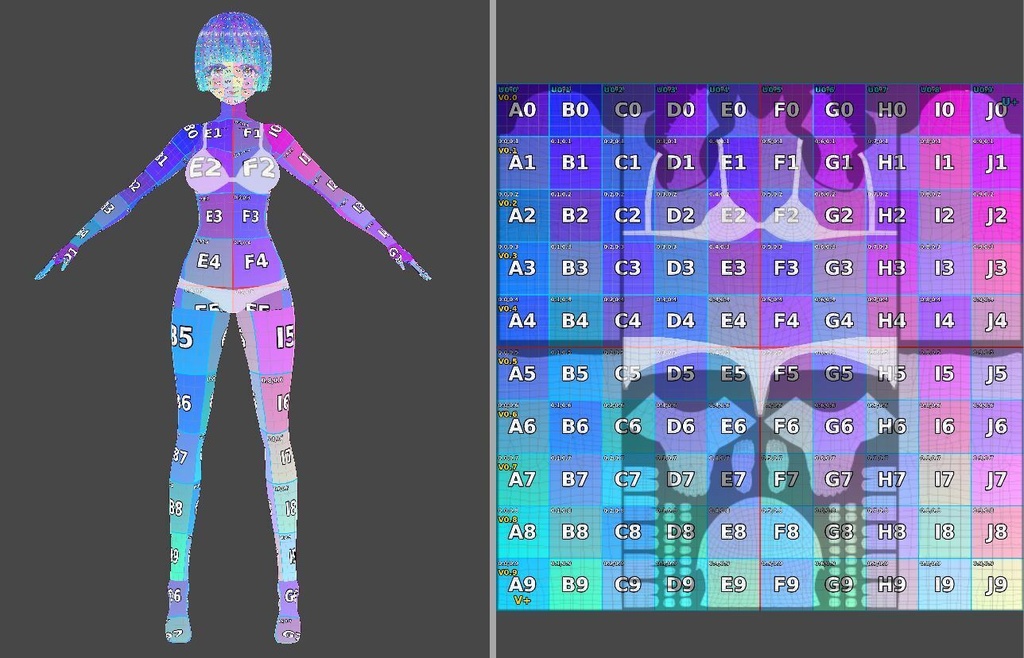 AddressRise Light|VRoid Texture Address Guide/【VRoidテクスチャ】の「どこに描けば、どこに出る?」を見える化する3種ガイド