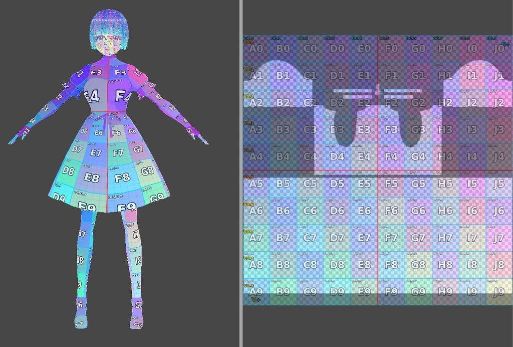 AddressRise Light|VRoid Texture Address Guide/【VRoidテクスチャ】の「どこに描けば、どこに出る?」を見える化する3種ガイド