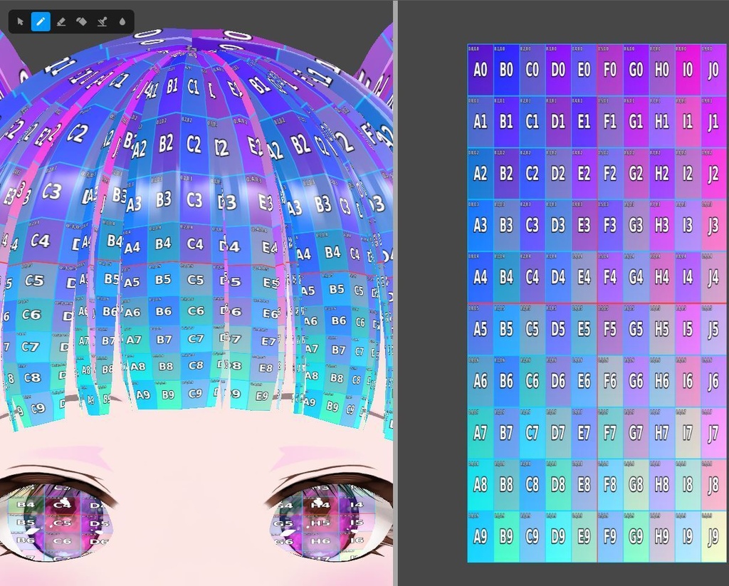AddressRise Light|VRoid Texture Address Guide/【VRoidテクスチャ】の「どこに描けば、どこに出る?」を見える化する3種ガイド