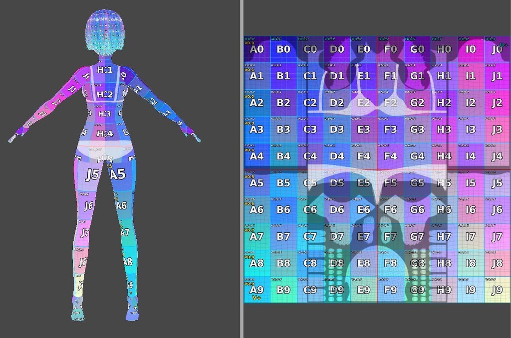 AddressRise Light|VRoid Texture Address Guide/【VRoidテクスチャ】の「どこに描けば、どこに出る?」を見える化する3種ガイド