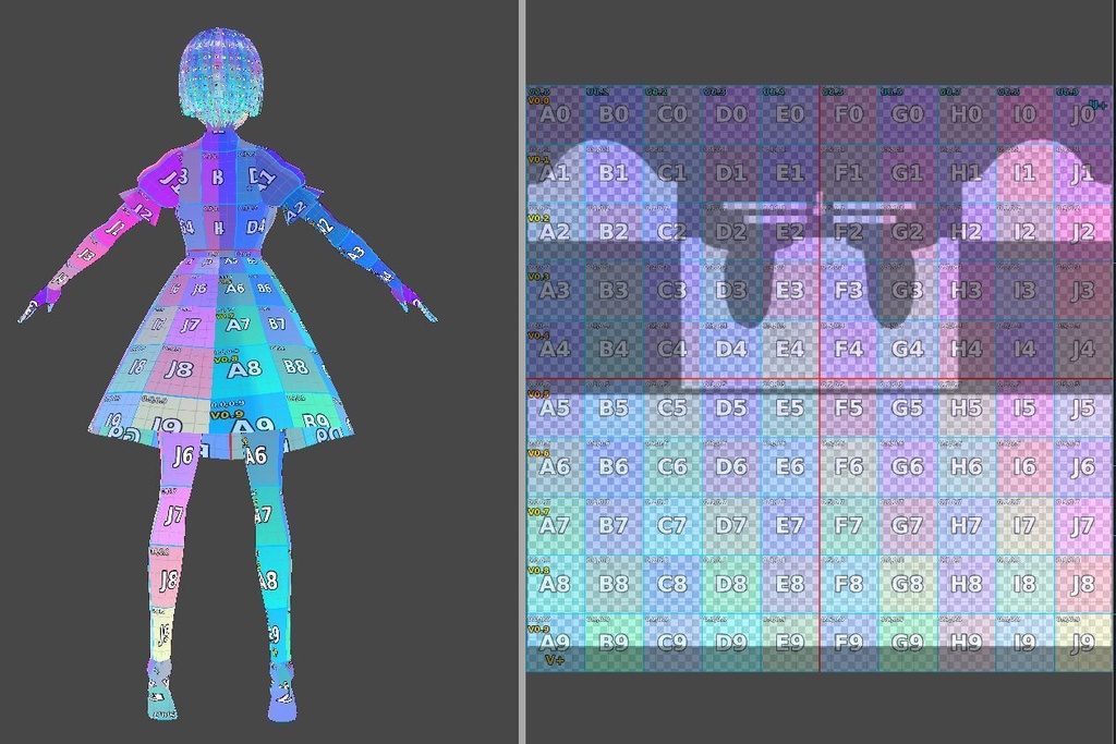 AddressRise Light|VRoid Texture Address Guide/【VRoidテクスチャ】の「どこに描けば、どこに出る?」を見える化する3種ガイド
