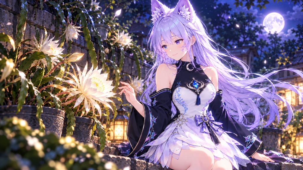 【VRM】天城ルナ|月狐霊装・朧月 【揺れ物調整済みVRM/VRoid編集版】