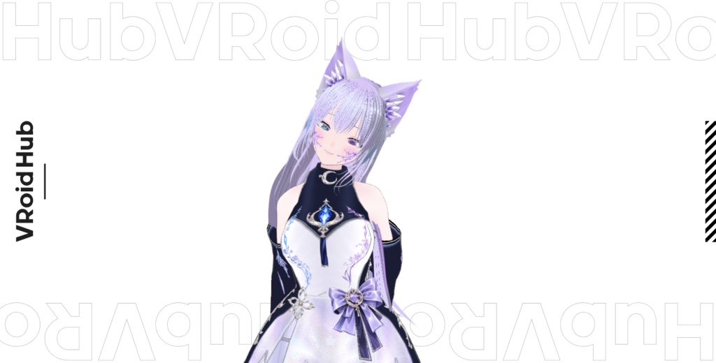【VRM】天城ルナ|月狐霊装・朧月 【揺れ物調整済みVRM/VRoid編集版】