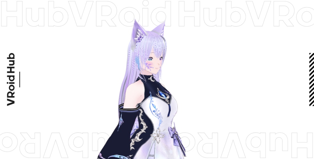 【VRM】天城ルナ|月狐霊装・朧月 【揺れ物調整済みVRM/VRoid編集版】