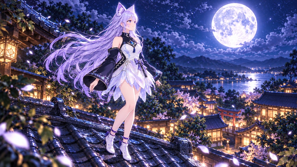 【VRM】天城ルナ|月狐霊装・朧月 【揺れ物調整済みVRM/VRoid編集版】