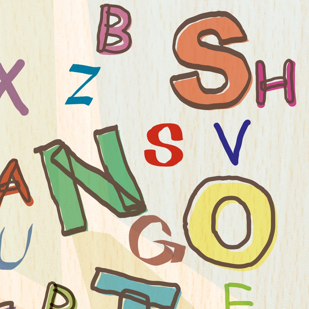 iPhoneケース-アルファベット・木目-