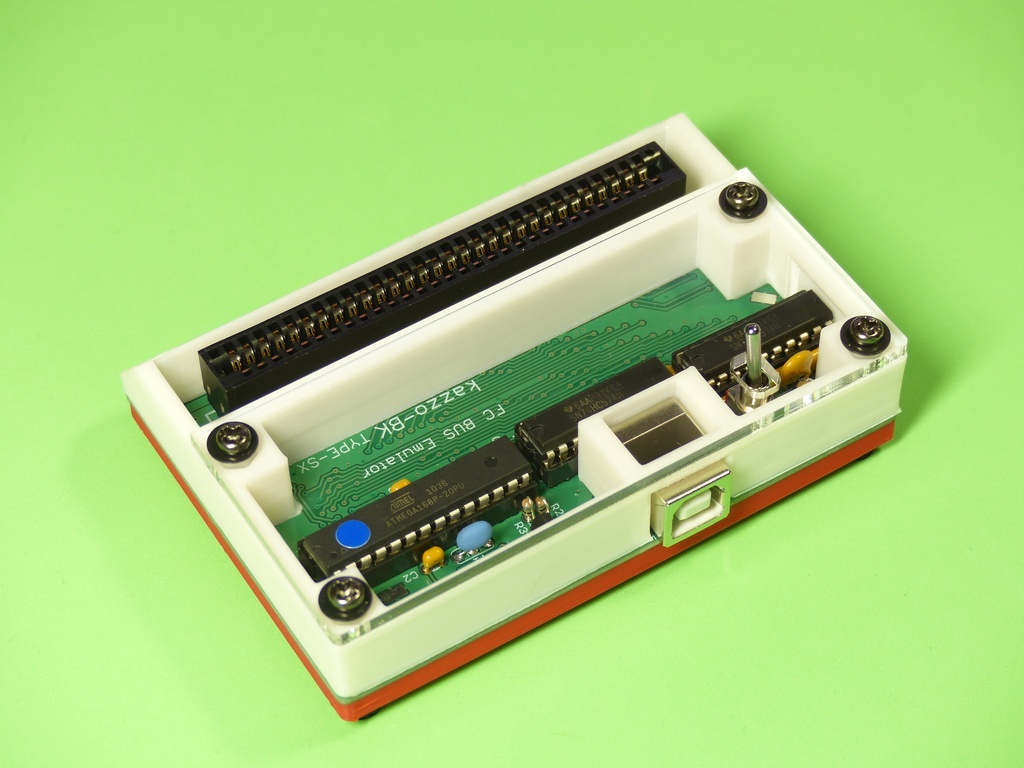 紅白機用カセット読み書き装置 kazzo-BK SX 完成品 ◆ 緑基板 赤白筐体 透明天板