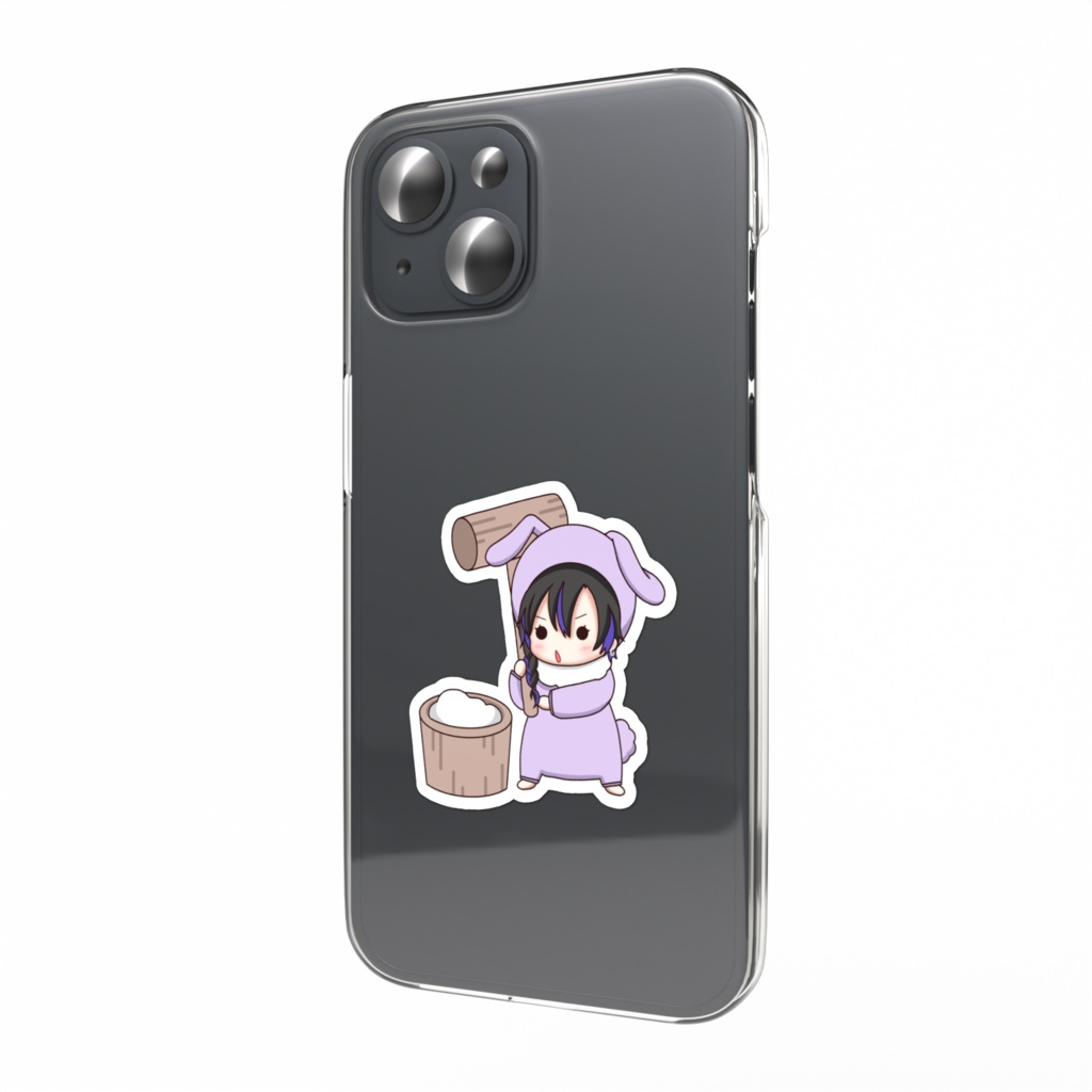 お月見たわしうさちゃんスマホステッカー